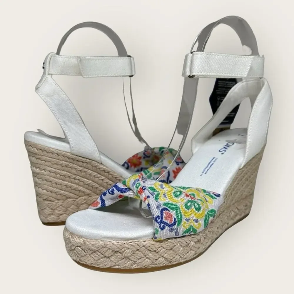 NWOB | TOMS | Marisela Wedge Sandal | White Mediterranean | Size 5